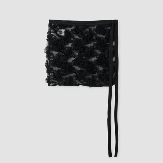 NYLON TULLE TAPE ENBRPDOERY WRAP SKIRT(45) (JANE SMITH)