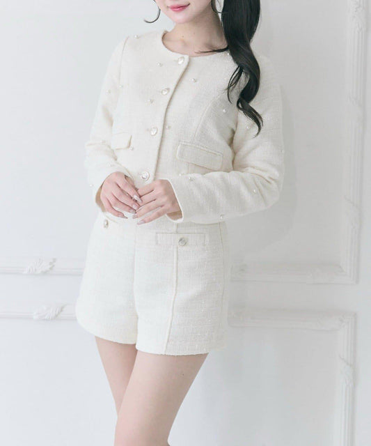 Belle Charme 珍珠粗花呢夾克