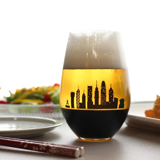 夕陽香港景觀圖案 玻璃杯 丸モ高木陶器