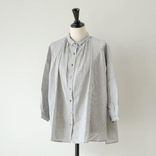 LUEUF (ルフ) | ギャザーワイドシャツ (gray) | トップス シャツ お灑落 (s360309)