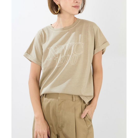 MICA & DEAL【マイカアンドディール】UVカット/接觸冷感-"NYC1990"ロゴT-shirt BEIGE (0125209181) (0125209181)