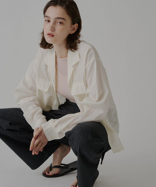 【WHIMSIC】Sheer Open Collar Shirt