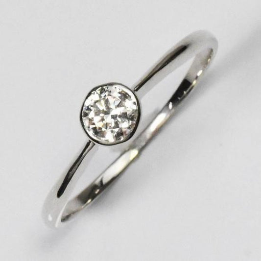 婚約指輪 プラチナ ダイヤモンド0.2ct（H&C・鑑別書カード付） エンゲージベゼルリング プロポーズリング ハート＆キューピッド (SFB-ZR-0039-PT)