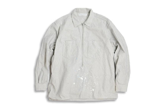 THRIFTWEARMARKET＆FLEAMARKET TOUrr HALF ZIP SHIRT COTTON HICKORY STRIPE - BLUE (THRIFTWEARMARKET＆FLEAMARKET TOUrr)