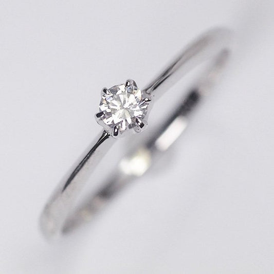 プラチナ ダイヤモンド0.1ct（Hカラー・SIクラス・GOOD・鑑定書カード付）エンゲージリング 婚約指輪 プロポーズリング (SFB-HSIKAN-ENG01)