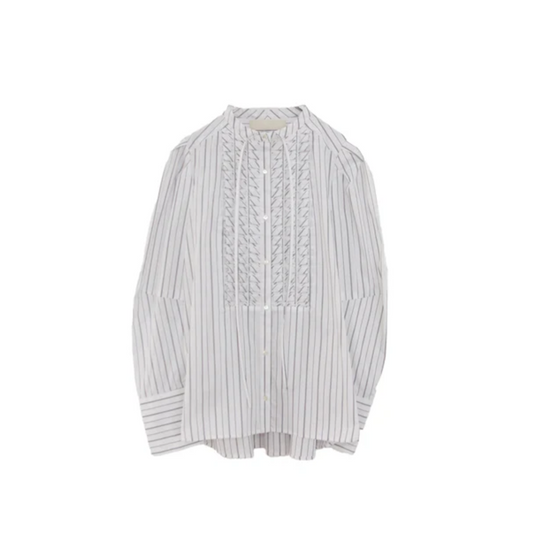 MARILYN MOON 【マリリンムーン】  tuck frill strip blouse 05.WHITE (4253-13305) (4253-13305)