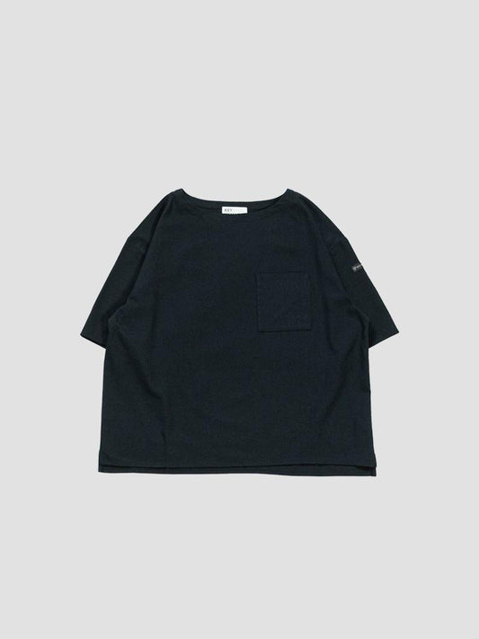 麻質罩衫式套頭上衣 Smock linen pullover BLACK