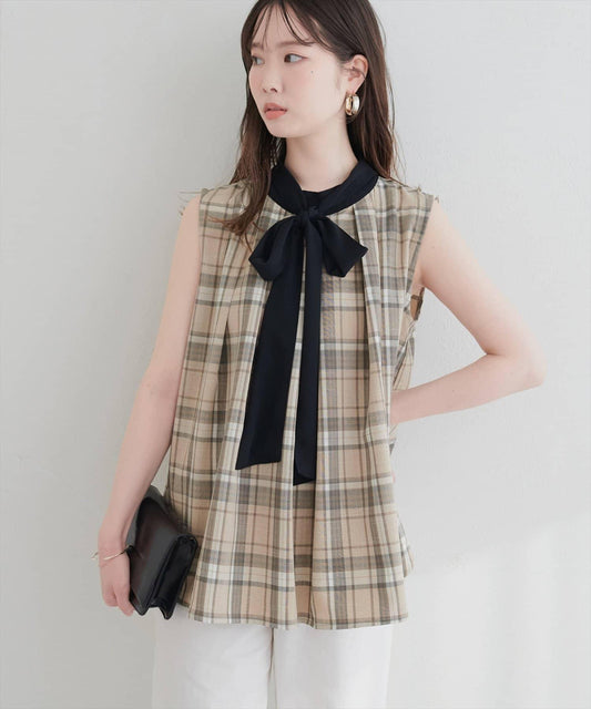 2WAY Ribbon Check Blouse