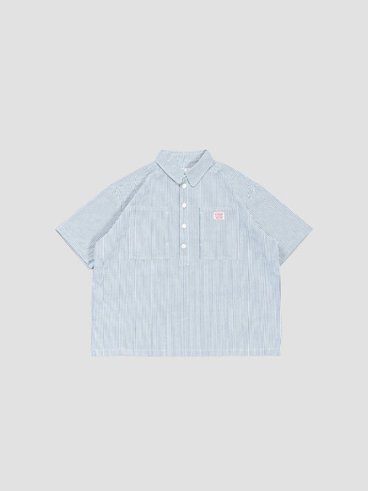 條紋泡泡紗套頭襯衫
