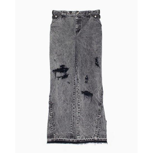 Tamme【タム】 CRACKS BLEACHE FLARED DENIM PANTS BLACK (23A0108) (23A0108) Tamme【タム】破洞漂白喇叭牛仔褲 黑色 (23A0108) (23A0108)